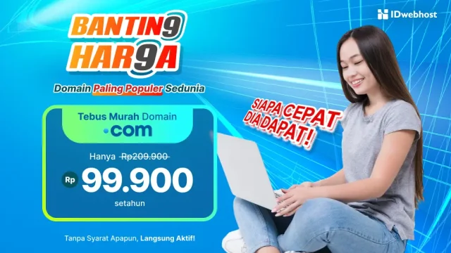 Promo domain .COM hanya Rp99.900 di IDwebhost! Tanpa kode kupon, aktif instan, dan siap mendukung branding digital Anda. Berlaku hingga 31 Agustus 2025.