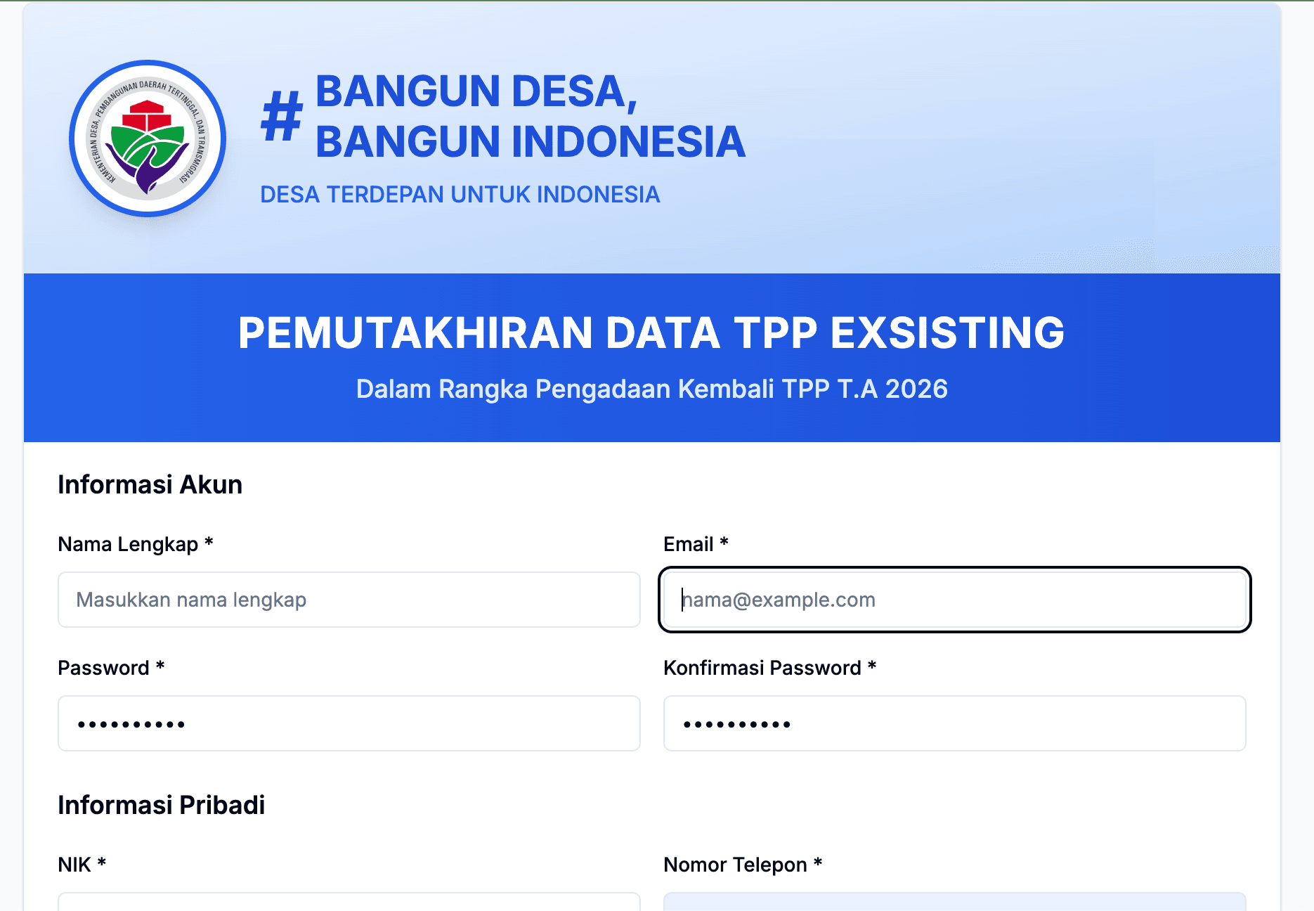 Cara Daftar Pengadaan Kembali TPP Pendamping Desa 2026